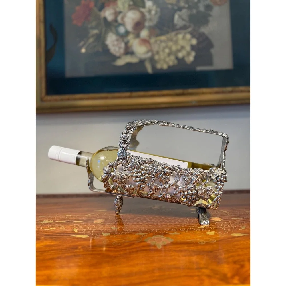 Vintage‎ Silverplate Wine Bottle Holder with Grapevine Design